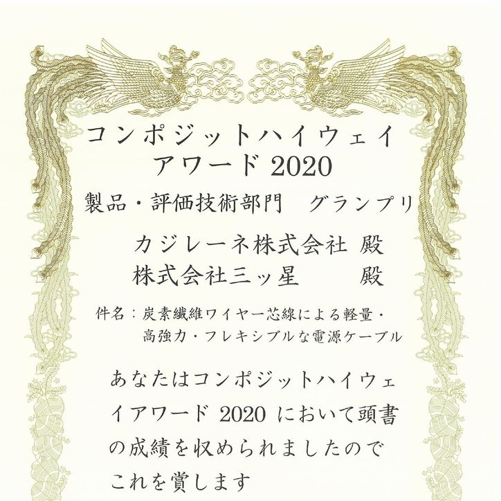 2021.1.8 「カジレーネがコンポジットハイウェイ・アワード2020受賞